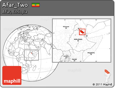 Blank Location Map of Afar_Two, within the entire country