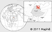 Blank Location Map of Afar_Two, highlighted country, within the entire country