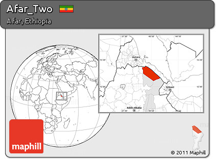 Blank Location Map of Afar_Two, highlighted parent region