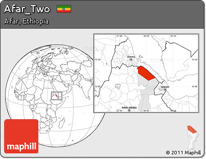 Blank Location Map of Afar_Two, highlighted parent region
