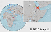 Gray Location Map of Afar_Two, within the entire country, hill shading