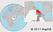 Gray Location Map of Afar_Two, highlighted country, highlighted parent region