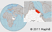 Gray Location Map of Afar_Two, highlighted country, hill shading