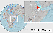 Gray Location Map of Afar_Two, highlighted parent region, within the entire country, hill shading