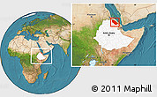 Satellite Location Map of Afar_Two, highlighted country, within the entire country