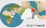 Satellite Location Map of Afar_Two, highlighted country, highlighted parent region