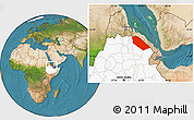 Satellite Location Map of Afar_Two, highlighted country