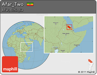 Savanna Style Location Map of Afar_Two, within the entire country