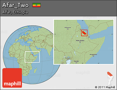 Savanna Style Location Map of Afar_Two, within the entire country