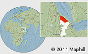 Savanna Style Location Map of Afar_Two, highlighted parent region, hill shading