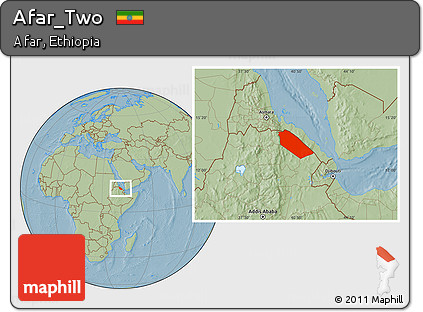 Savanna Style Location Map of Afar_Two, hill shading