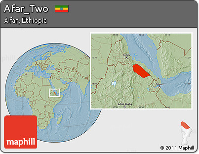Savanna Style Location Map of Afar_Two, hill shading