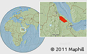 Savanna Style Location Map of Afar_Two, hill shading