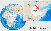 Shaded Relief Location Map of Afar_Two, highlighted country, within the entire country
