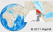Shaded Relief Location Map of Afar_Two, highlighted country, highlighted parent region
