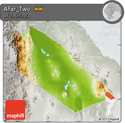 Physical Map of Afar_Two, lighten, semi-desaturated