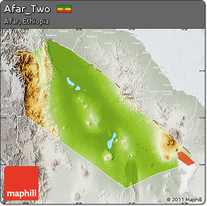 Physical Map of Afar_Two, lighten, semi-desaturated