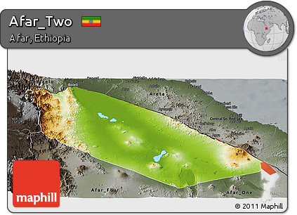 Physical Panoramic Map of Afar_Two, darken, semi-desaturated