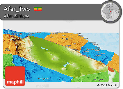 Physical Panoramic Map of Afar_Two, political outside