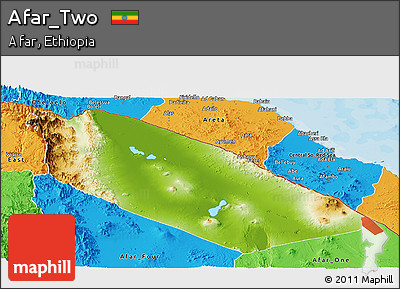 Physical Panoramic Map of Afar_Two, political outside