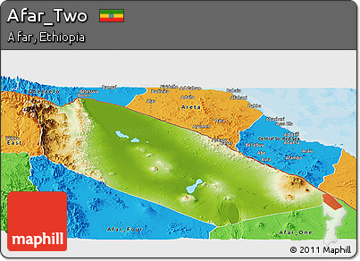Physical Panoramic Map of Afar_Two, political outside
