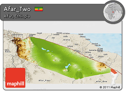 Physical Panoramic Map of Afar_Two, shaded relief outside