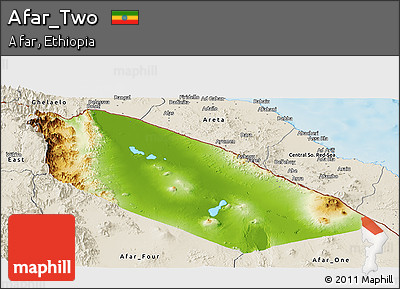 Physical Panoramic Map of Afar_Two, shaded relief outside