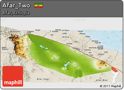 Physical Panoramic Map of Afar_Two, shaded relief outside