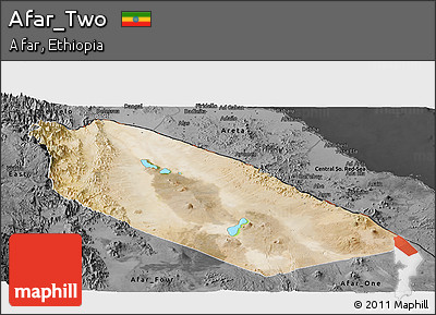 Satellite Panoramic Map of Afar_Two, darken, desaturated