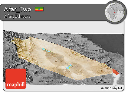 Satellite Panoramic Map of Afar_Two, darken, desaturated
