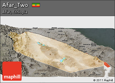 Satellite Panoramic Map of Afar_Two, darken, semi-desaturated