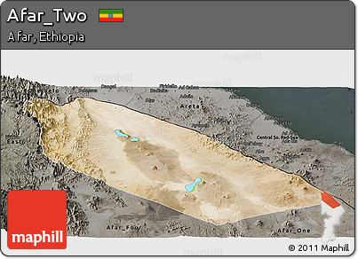 Satellite Panoramic Map of Afar_Two, darken, semi-desaturated