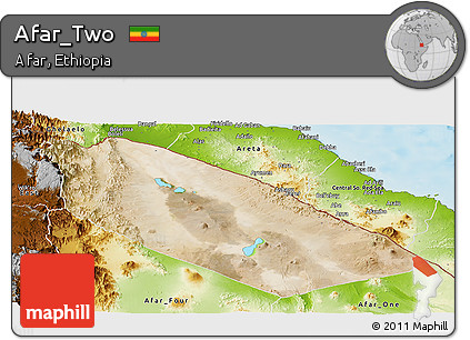 Satellite Panoramic Map of Afar_Two, physical outside