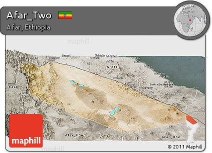 Satellite Panoramic Map of Afar_Two, semi-desaturated