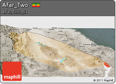 Satellite Panoramic Map of Afar_Two, semi-desaturated