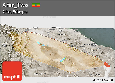 Satellite Panoramic Map of Afar_Two, semi-desaturated