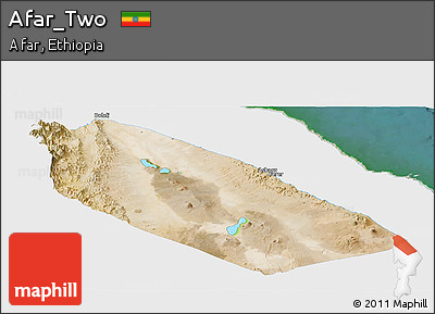 Satellite Panoramic Map of Afar_Two, single color outside