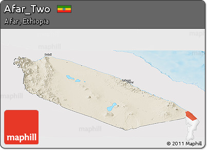 Shaded Relief Panoramic Map of Afar_Two, single color outside