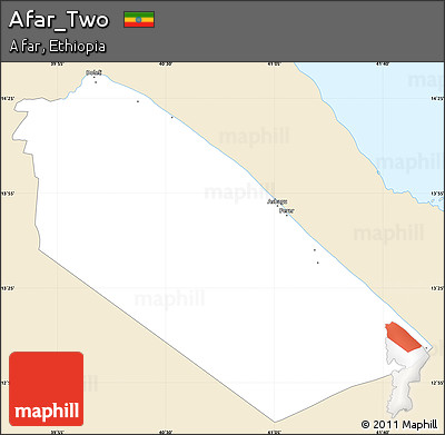 Classic Style Simple Map of Afar_Two, single color outside