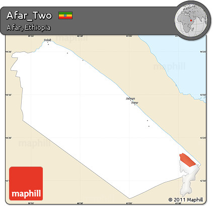 Classic Style Simple Map of Afar_Two, single color outside