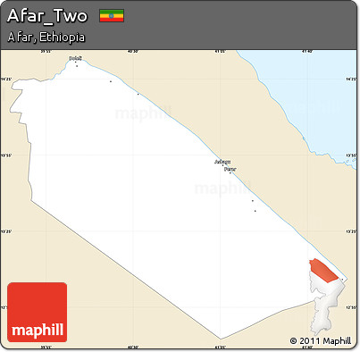 Classic Style Simple Map of Afar_Two, single color outside