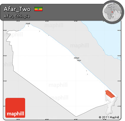 Silver Style Simple Map of Afar_Two, single color outside