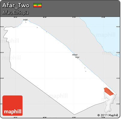 Silver Style Simple Map of Afar_Two, single color outside