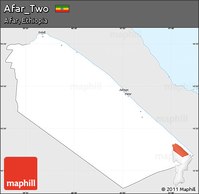 Silver Style Simple Map of Afar_Two, single color outside