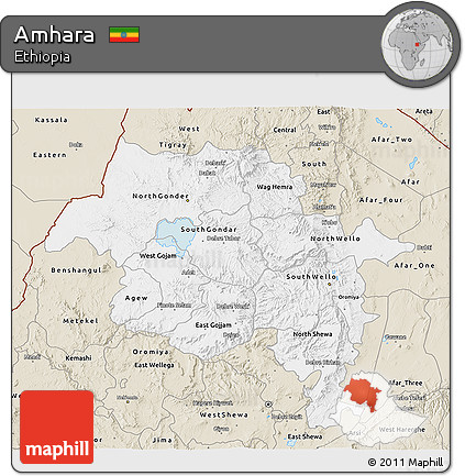 Classic Style 3D Map of Amhara