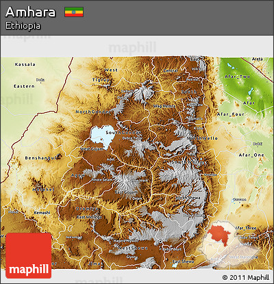 Physical 3D Map of Amhara