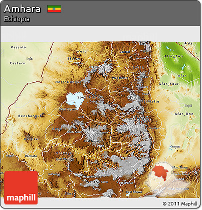 Physical 3D Map of Amhara