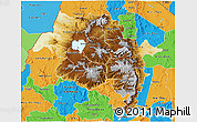 Physical 3D Map of Amhara, political outside