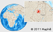 Shaded Relief Location Map of Agew