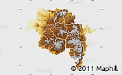 Physical Map of Amhara, single color outside